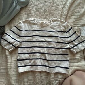 H&M Women's Sweater - Cream and Black Stripes